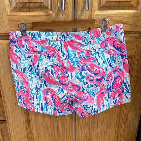 Lilly Pulitzer Hazelle Stretch Shorts 8 Cosmic Coral Cracked Up EUC - Picture 6 of 14